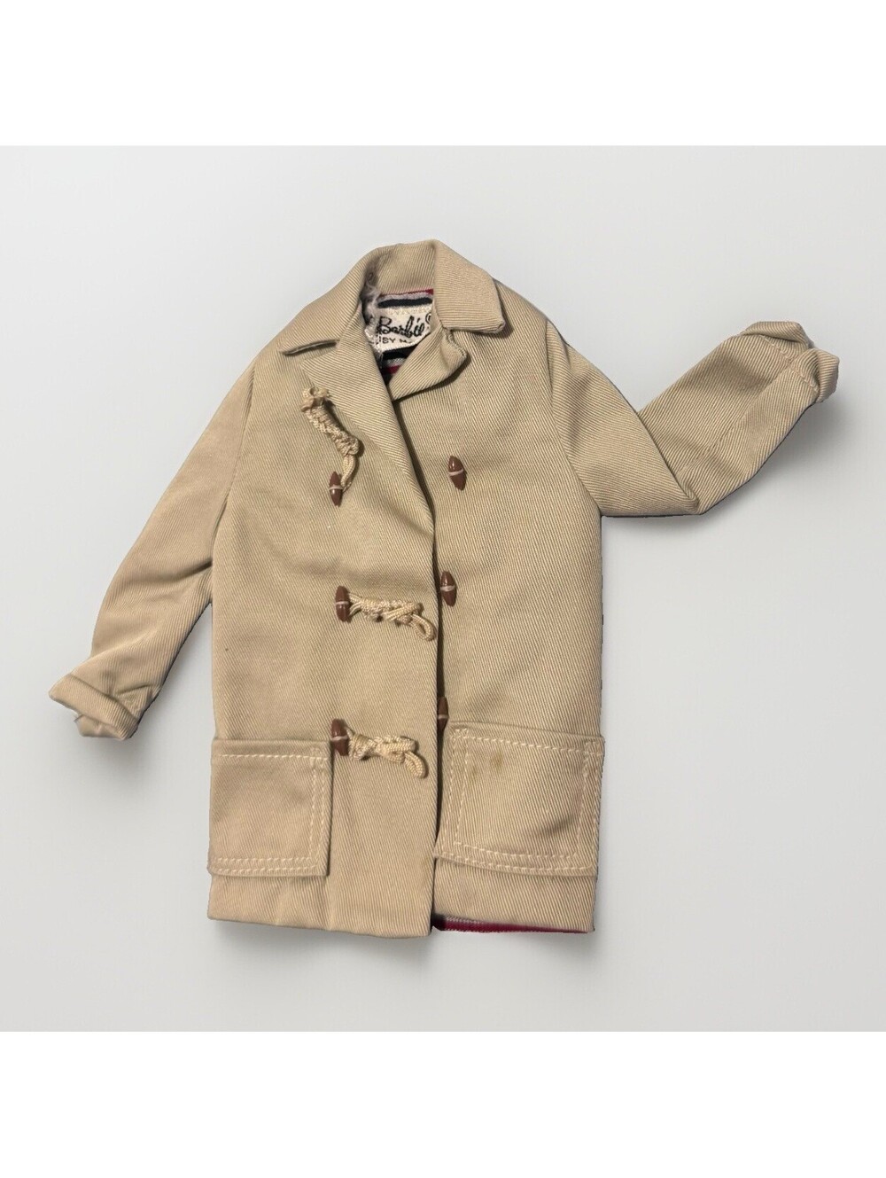 Vintage Barbie 1961 Open Road #985 Khaki Coat Jacket Tagged ALL BUTTONS TOGGLES